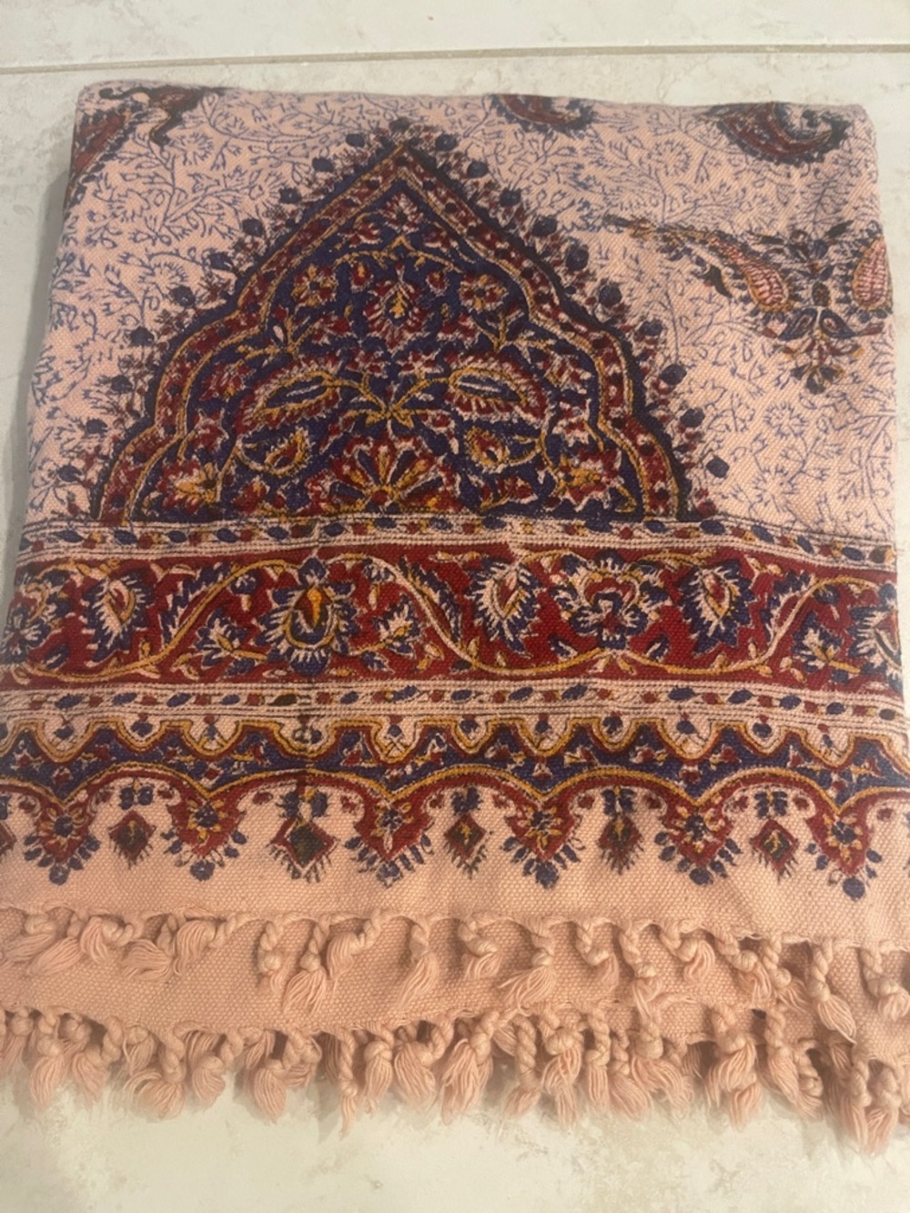 Isfahan Ghalamkar Persian Paisley Textile Block Printed tablecloth
